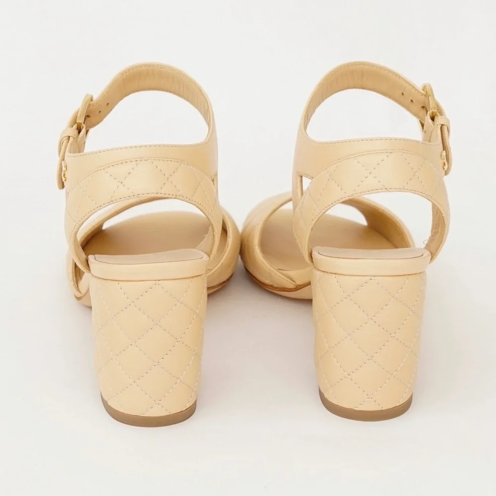 CHANEL Quilted Lambskin Sandals Beige - Picture 8 of 12